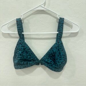 OneOne x Jena Sims Bikini Top Womens Medium Blue Black Animal Print Vacation